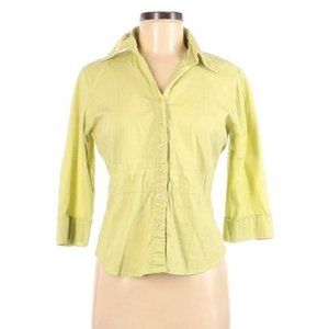 !ex'cla-ma'tion Women's Size Medium 3/4 Sleeve Button-Down Shirt Blouse Yellow